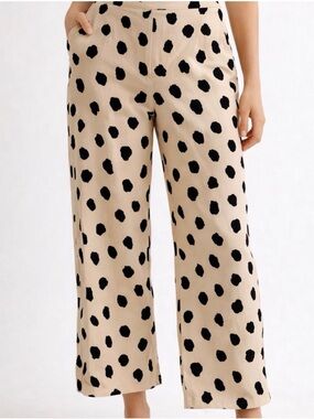 Stillwater Bam Bam Polka Dot Wide Leg Pants Cream Black XS